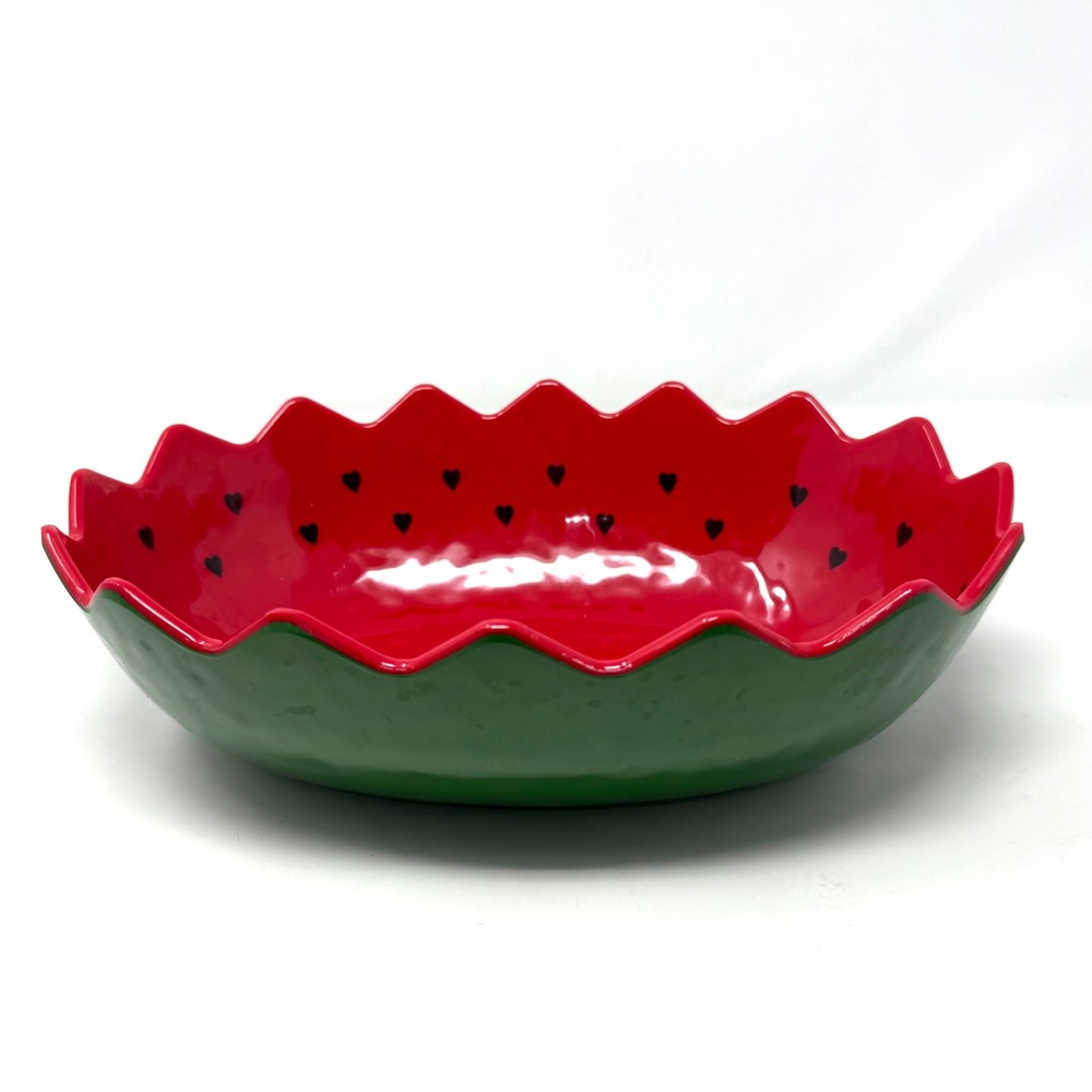 C&C California Watermelon Melamine Large Serving Bowl Heart Seeds Red‎ Green